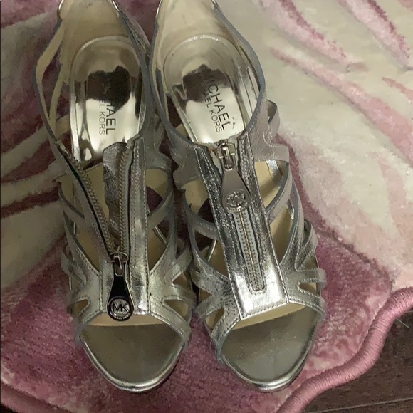 Michael Kors silver Berkeley high heels